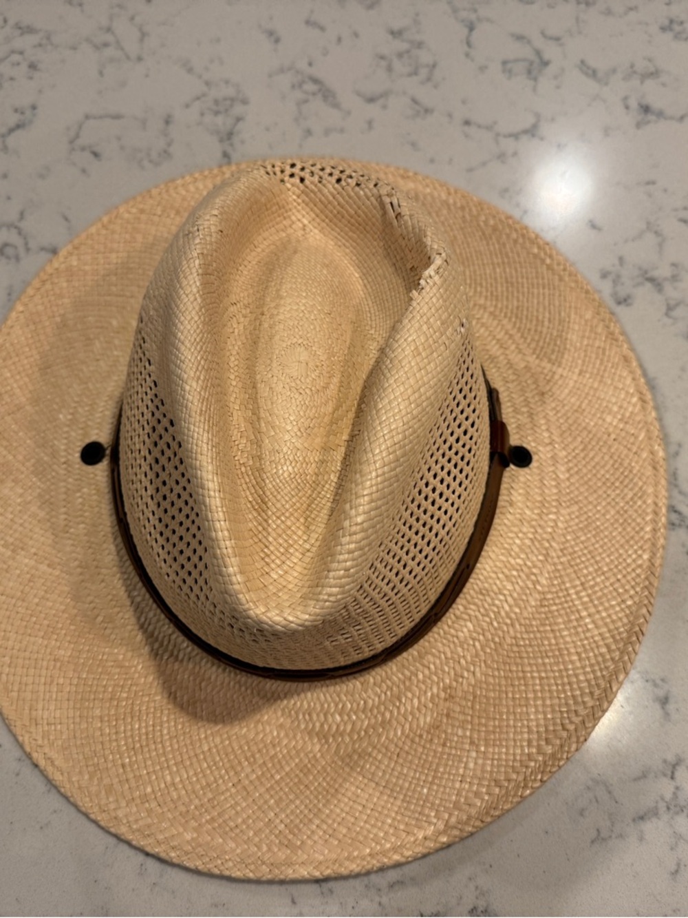 Stetson Natural Straw Hat with Leather Band - Picture 3 of 8